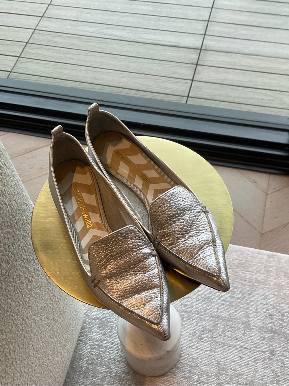 Nicholas Kirkwood Metallic Silver Pointed Toe Flats